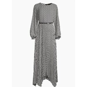 🔥Donna Karan Black and White Deco Belted Pleat Dress